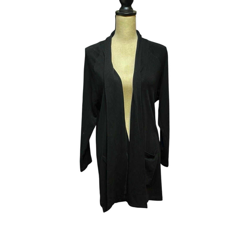 Eileen Fisher Black Open Front Casual‎ Everyday Capsule Cardigan Sweater Medium